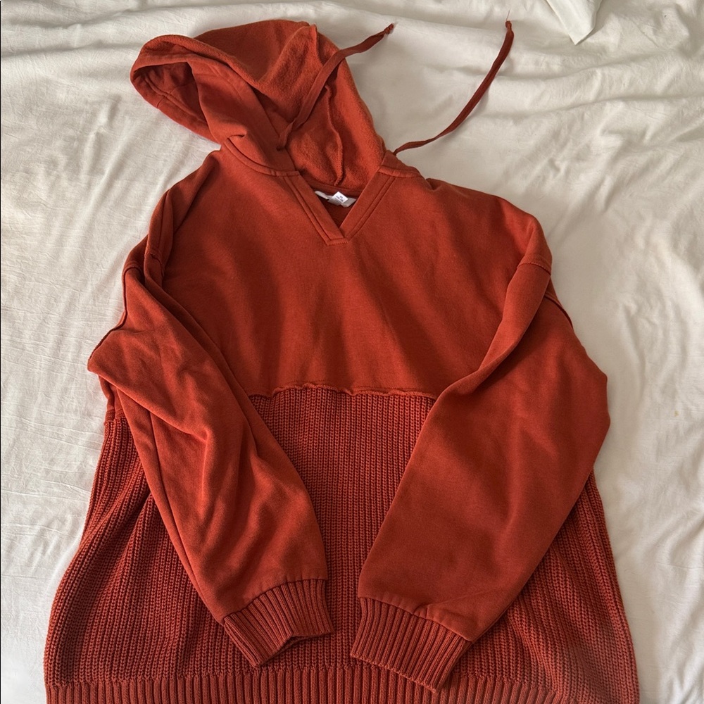 Rust Orange Hooded Sweater